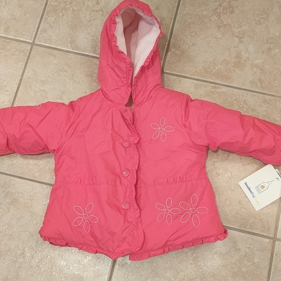LONDON FOG Girls Hooded Puffer Jacket with Mittens